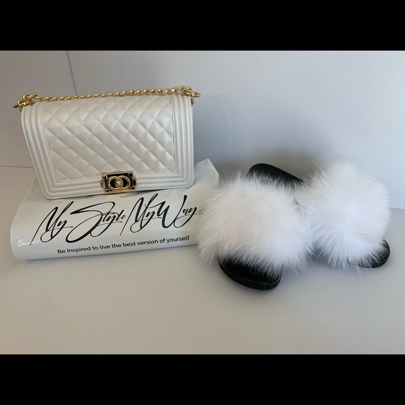 Shoes - White|White Purse and Slide Set